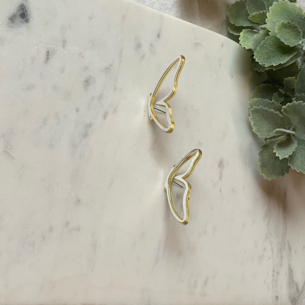 The Lola - Metallic Mirror Butterfly Wing Earrings - Picture 3 of 7